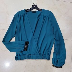 Iner blouse with metal stud cuffs, size M